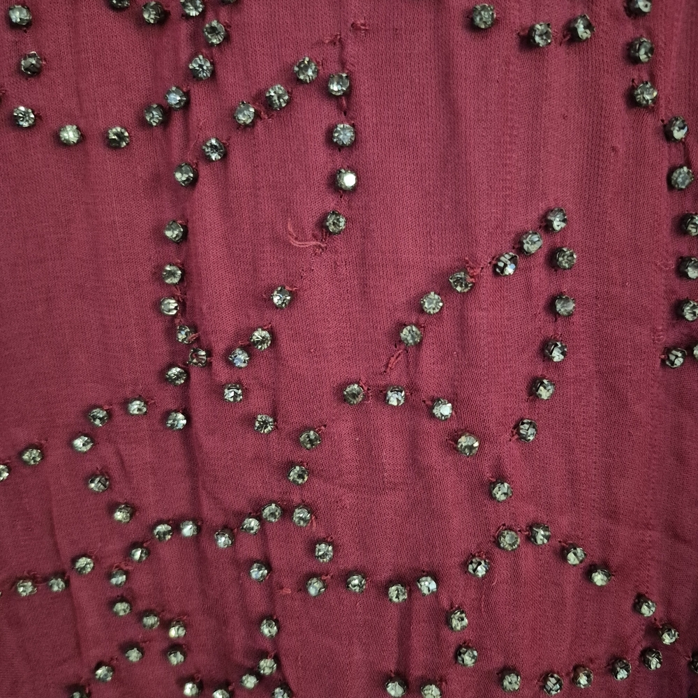 FREE PEOPLE Midnight Party Flapper Fringe Tunic Top Dress S Burgundy Boho Indie - Picture 14 of 16